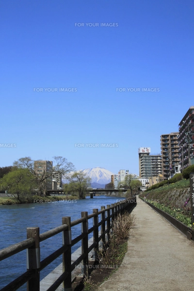 開運橋から見る岩手山の写真素材 [FYI00399845] | ストックフォトの