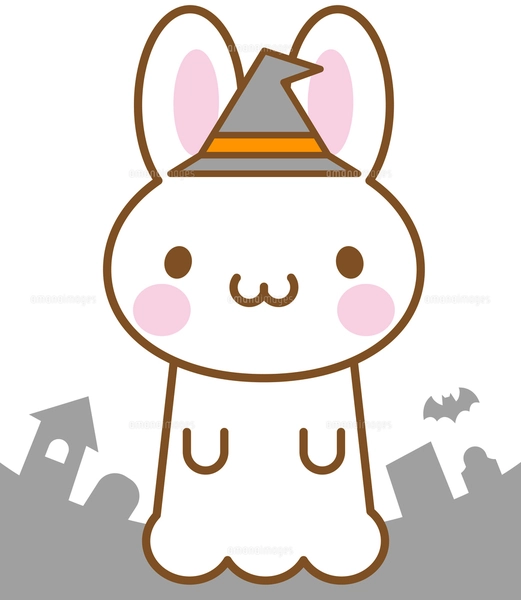 うさぎ ハロウィン 黒猫 かぼちゃの写真素材 [FYI00400723] | ストック