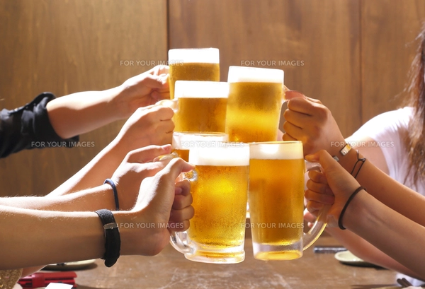 生ビールで乾杯の写真素材 [FYI00460678] | ストックフォトの Qlean