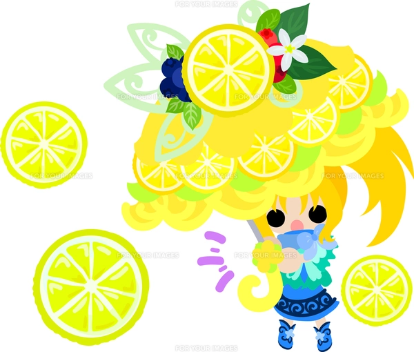 レモンと可愛い女の子のイラストのイラスト素材 [FYI00625919
