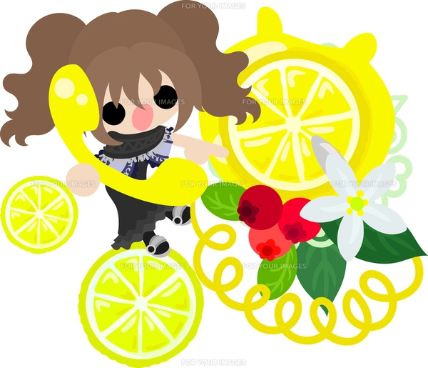 レモンと可愛い女の子のイラストのイラスト素材 [FYI00625918