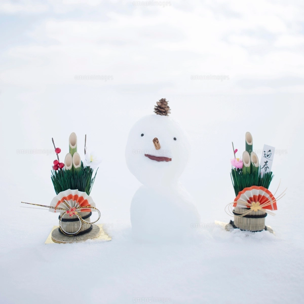 雪だるまと門松の写真素材 [FYI01951936] | ストックフォトの Qlean