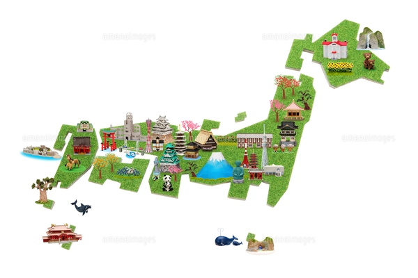 日本地図と観光地のイラスト素材 [FYI01331681] | ストックフォトの 