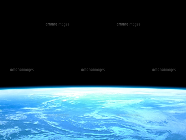 衛星軌道から眺める美しい青い地球の大気層のイラスト素材