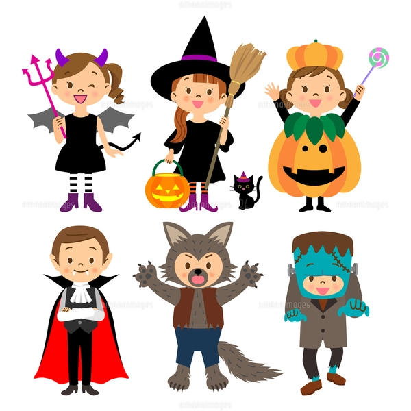 ハロウィンの仮装をする子供たちのイラスト素材 [FYI03393690  