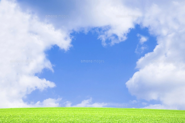 Fujio 油彩画 青空と草原の風景 青空と草原と虹の写真素材 [FYI04233496] | ストックフォトの Qlean