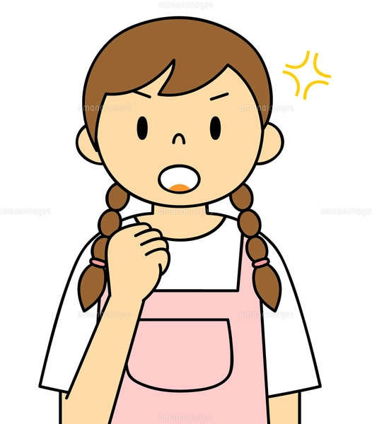 エプロンを着ている若い女性 OKポーズ イラストのイラスト素材