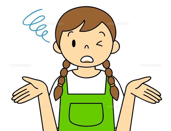 エプロンを着ている若い女性 お手上げのポーズ イラストのイラスト素材