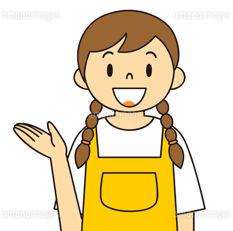エプロンを着ている若い女性 ご案内 イラストのイラスト素材