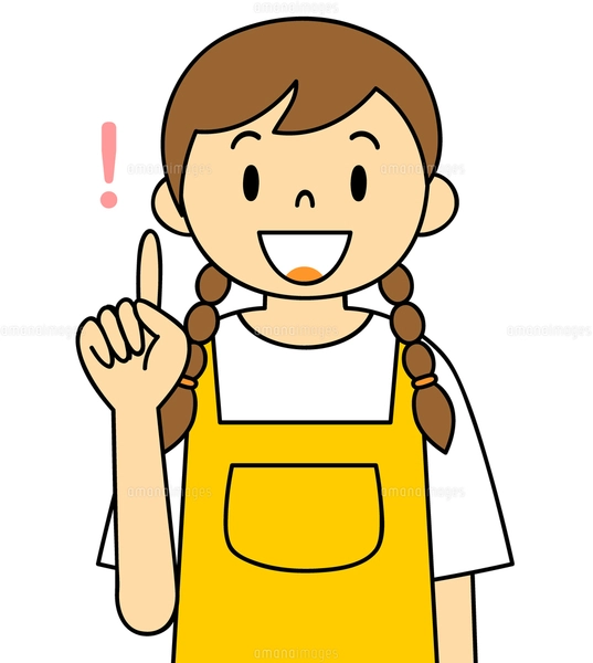 エプロンを着ている若い女性 ご案内 イラストのイラスト素材