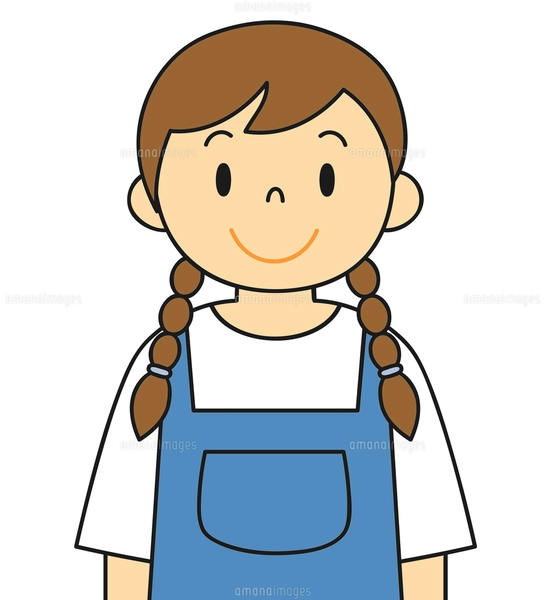 エプロンを着ている若い女性 ご案内 イラストのイラスト素材