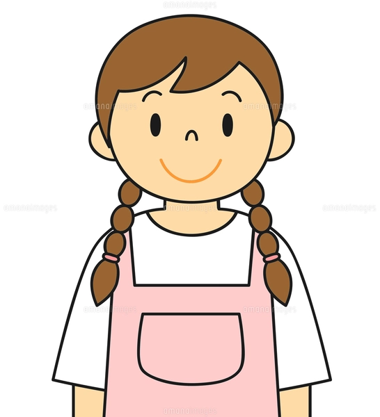 エプロンを着ている若い女性 ご案内 イラストのイラスト素材