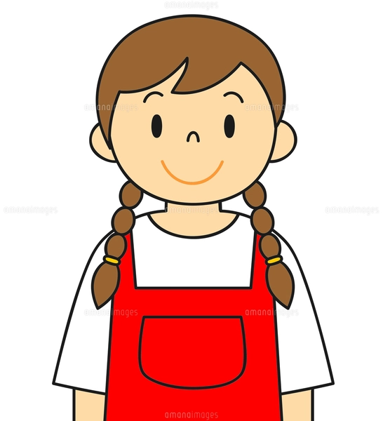 エプロンを着ている若い女性 ご案内 イラストのイラスト素材