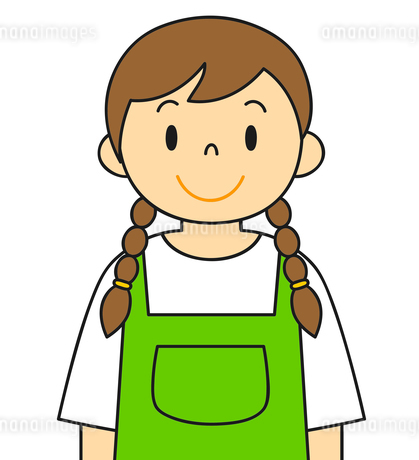 エプロンを着ている若い女性 笑顔 イラストのイラスト素材