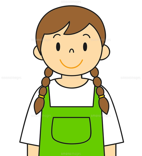 エプロンを着ている若い女性 笑顔 イラストのイラスト素材