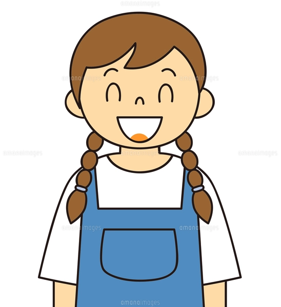 エプロンを着ている若い女性 ご案内 イラストのイラスト素材