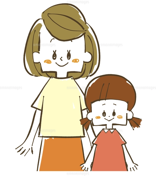 親子-母子-母親と娘-水彩のイラスト素材 [FYI04489142] | ストック