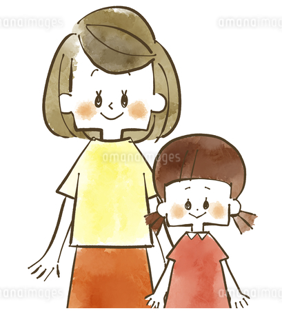 親子-母子-母親と娘-水彩のイラスト素材 [FYI04489142] | ストック