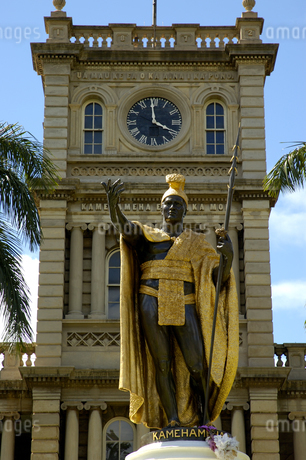 アメリカ合衆国ハワイ州 オアフ島 ホノルルのカメハメハ大王像の写真