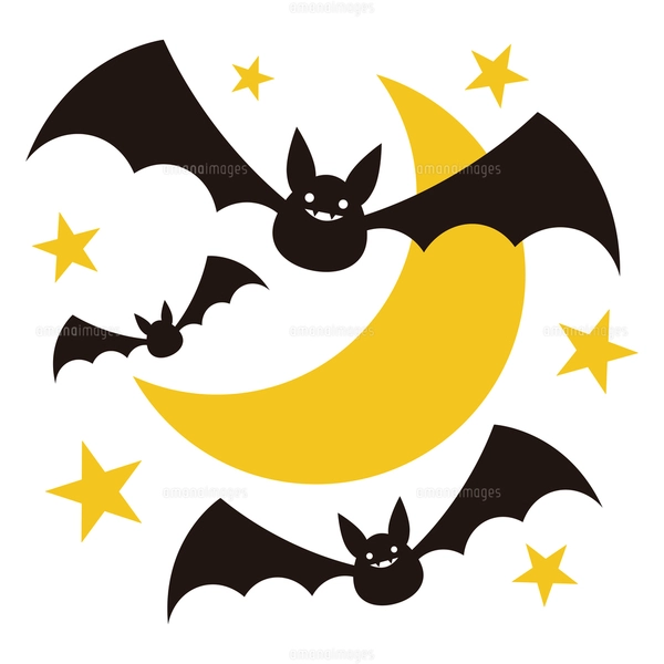ハロウィン コウモリ 月 星 イラストのイラスト素材 [FYI04562855