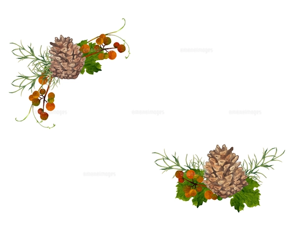 松ぼっくり　手描きイラスト　オリジナル　水彩画 Melt paint and draw 【Watercolor technique】 Pine cone # 1