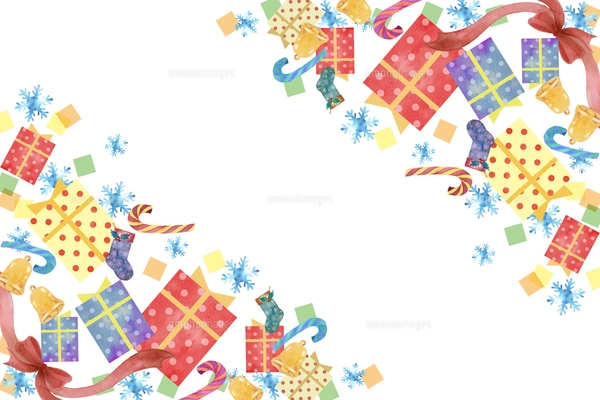 水彩手描きのクリスマスフレームのイラスト素材 [FYI04641647