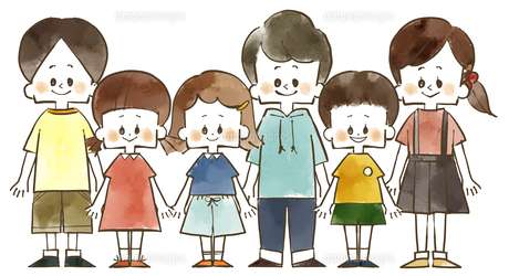子どもたち-笑顔-水彩のイラスト素材 [FYI04667830] | ストックフォト