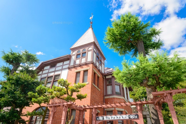 関西の風景 神戸市 北野町 アニメのような町並みの写真素材