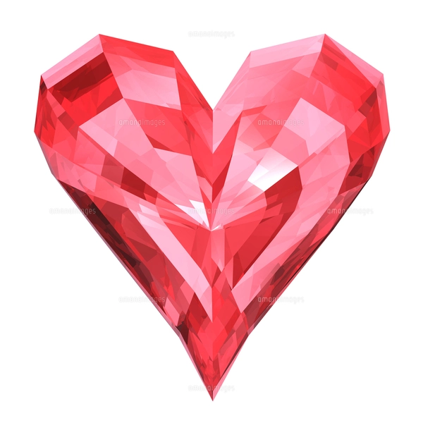 ハート型クリスタルの3Dイラストレーションのイラスト素材