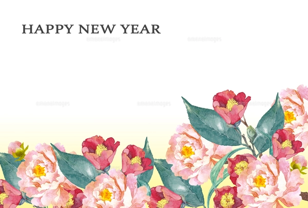 椿の 花の水彩画 フレーム付き 椿の 花の水彩画 フレーム付き 椿の 花の水彩画 フレーム付き