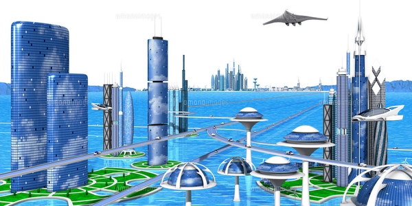 海洋未来都市wide青空のイラスト素材 [FYI04740367] | ストックフォト