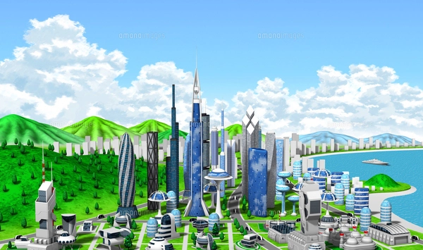 新未来の町青空のイラスト素材 [FYI04740586] | ストックフォトの