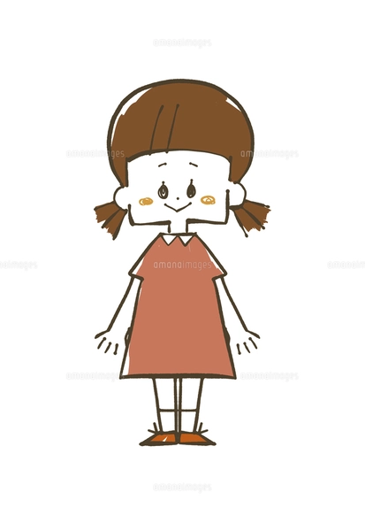 女の子-笑顔-全身-水彩のイラスト素材 [FYI04772332] | ストックフォト