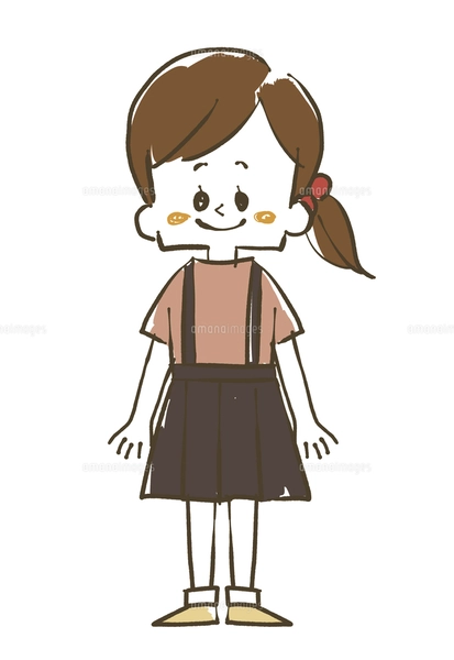 女の子-笑顔-全身-水彩のイラスト素材 [FYI04772332] | ストックフォト