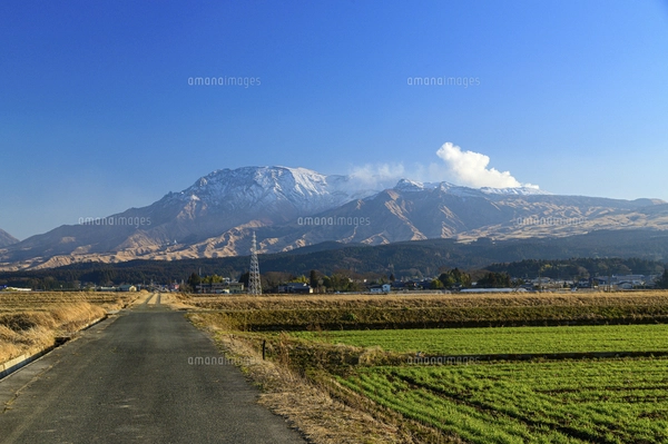 阿蘇山 美しい雪景色 阿蘇五岳(根子岳・高岳・中岳・烏帽子岳・杵島岳