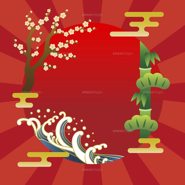 浮世絵風の和風フレーム素材のイラスト素材 [FYI04929416] | ストック