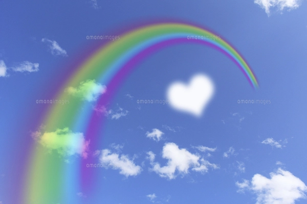虹とハートの雲の写真素材 [FYI04979799] | ストックフォトの Qlean