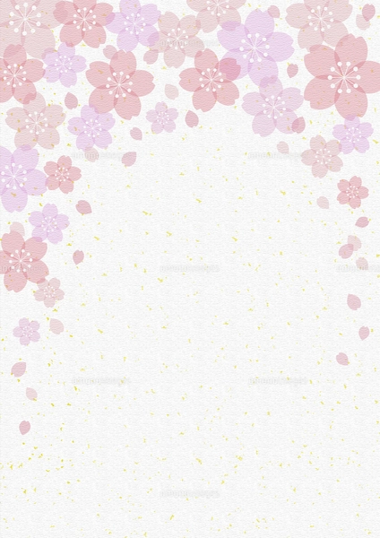 和紙調桜金箔フレーム縦14のイラスト素材 [FYI05035439