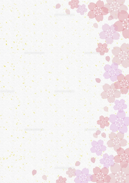 和紙調桜金箔フレーム縦19のイラスト素材 [FYI05035444