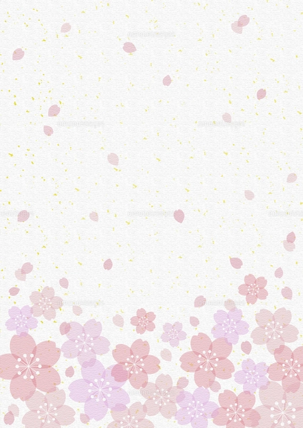 和紙調桜金箔フレーム縦19のイラスト素材 [FYI05035444