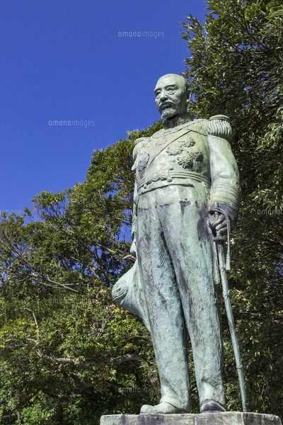 多賀山公園東郷平八郎元帥銅像 鹿児島県鹿児島市の写真素材