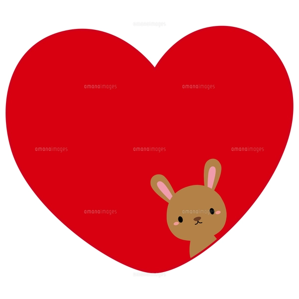 かわいいうさぎのハートフレーム09/赤のイラスト素材 [FYI05157375