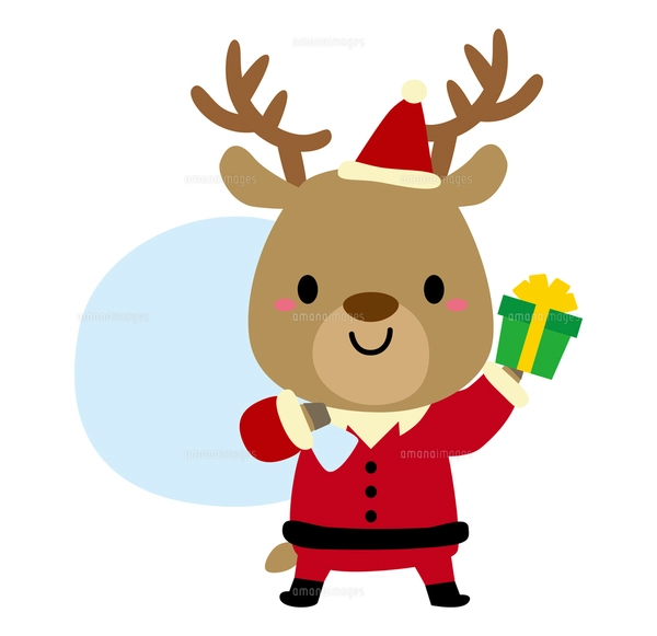 クリスマス動物サンタイラスト/うさぎ02のイラスト素材 [FYI07422727