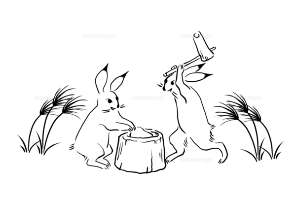 鳥獣戯画風相撲をとるウサギのイラスト素材 [FYI07429981] | ストック
