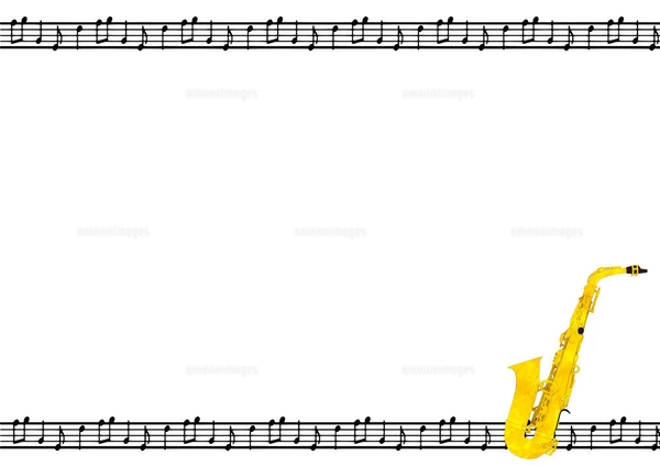 サックスの水彩イラスト音符フレーム素材のイラスト素材 [FYI07565131