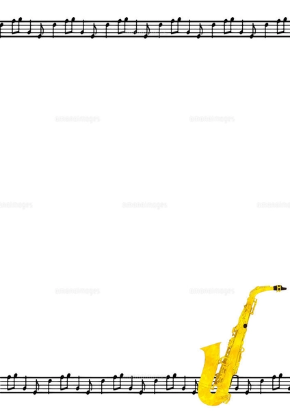 サックスの水彩イラスト音符フレーム素材のイラスト素材 [FYI07565130