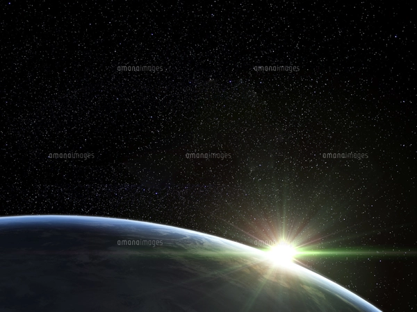 宇宙から見た地球と太陽のイラスト素材 [FYI07573682] | ストック