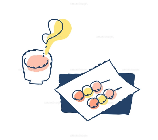 三色団子とお茶のイラスト素材 [FYI07588173] | ストックフォトの
