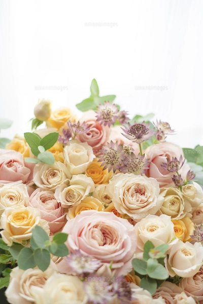 造花、薔薇、ユーカリ、等々ウェディング フォト背景