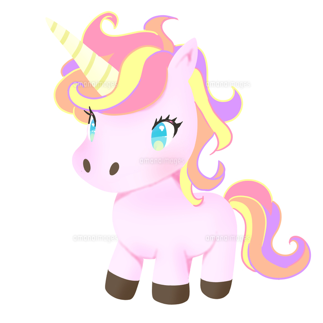 かわいいピンクのユニコーンのイラストのイラスト素材 [FYI07734933